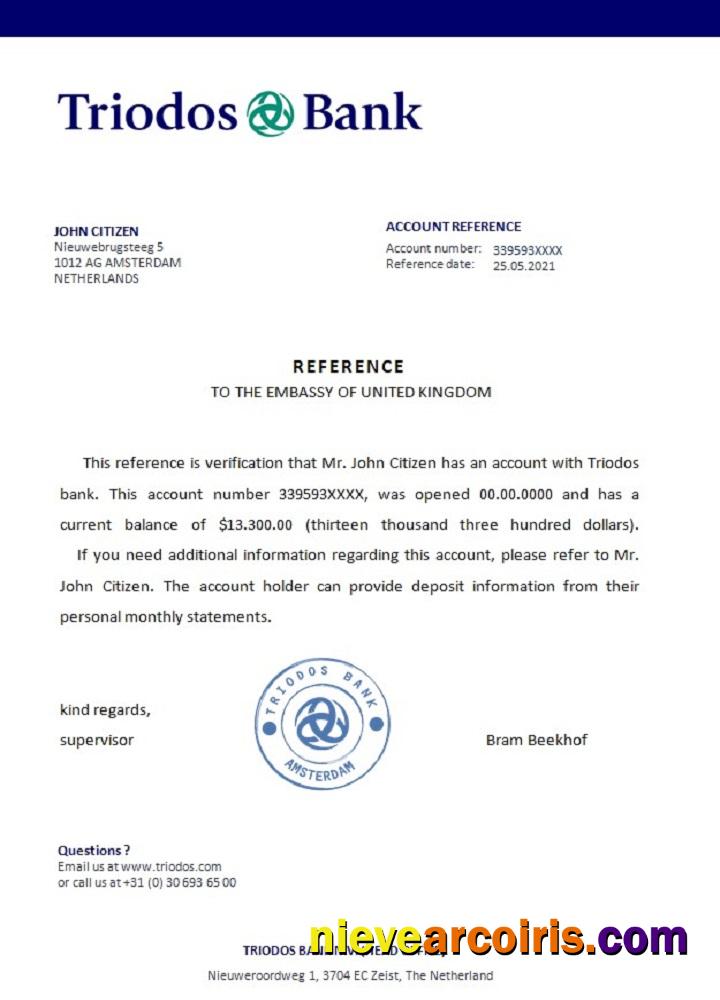 Netherlands Triodos bank reference